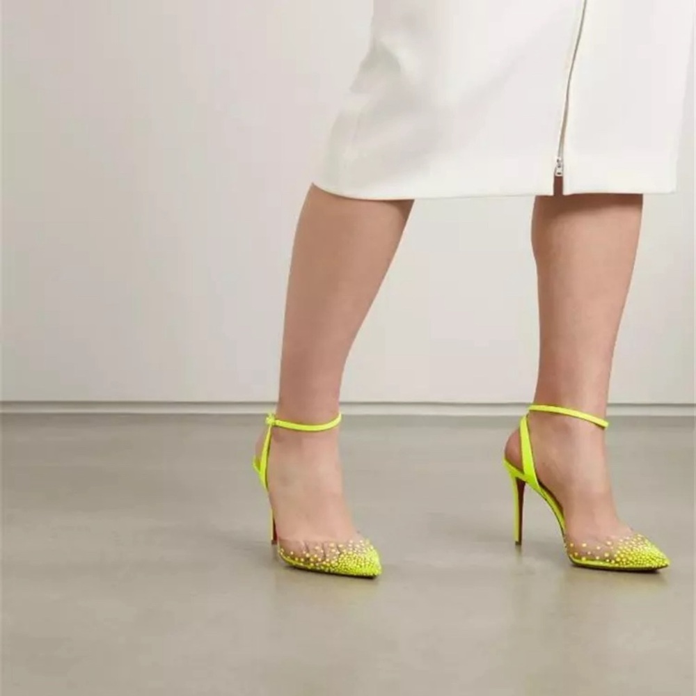 Christian Louboutin Patent Leather Crystal Embellished Slingback Pump - Picture 5 of 5